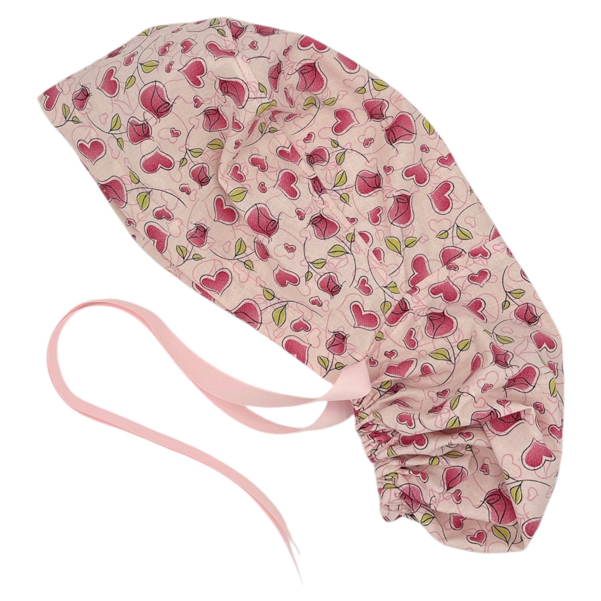 SewingLabPlus - Wholesale Healthcare Uniform - Women's - Valentine's Day Scrub Cap Pony Tail Scrub Hat Ribbon Tie 5
