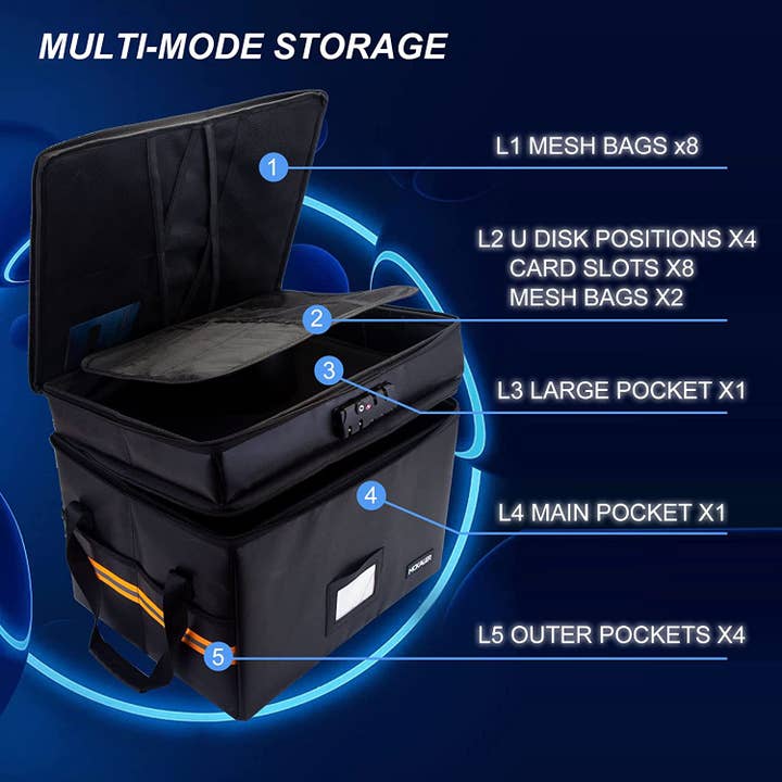 Hometeczone LLC - Wholesale Opbergbak - Brandwerende documentendoos met slot, 2 lagen met meerdere vakken