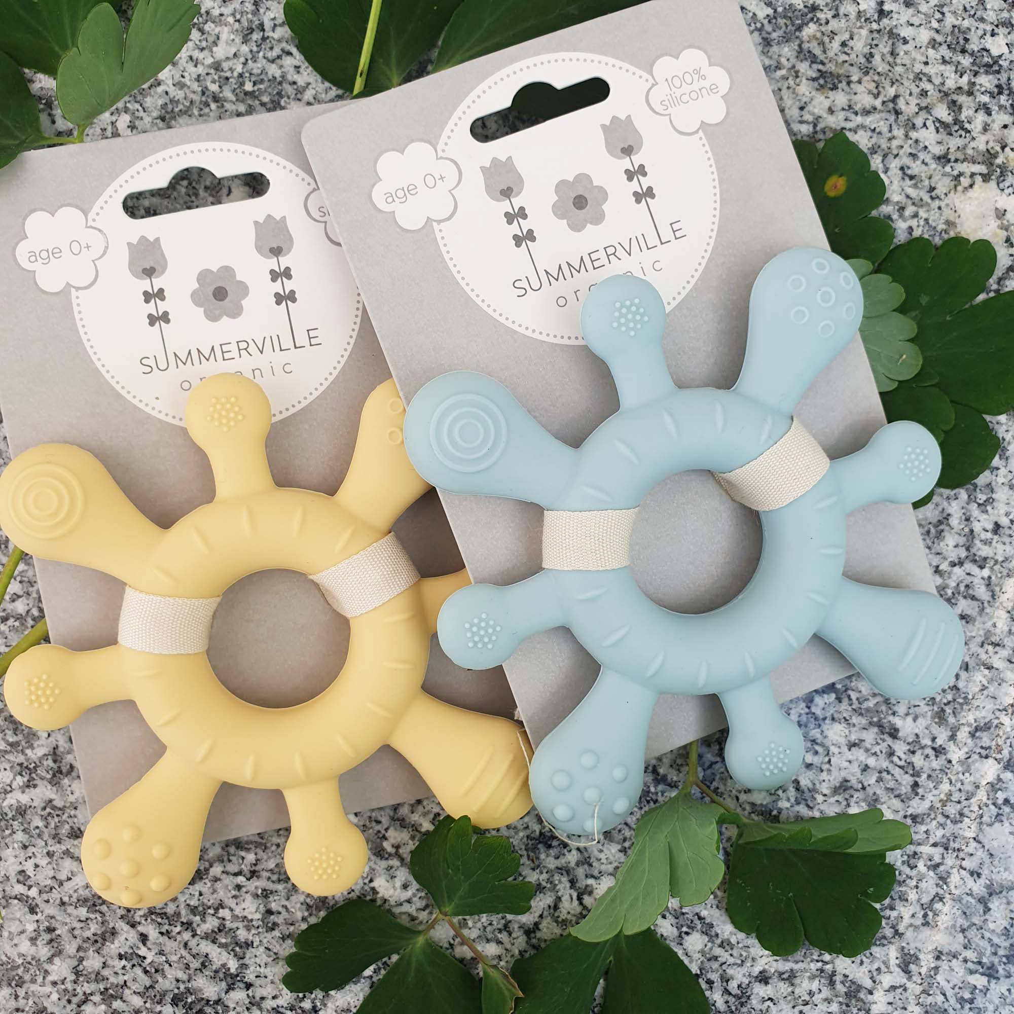 Summerville organic - Wholesale Bijtring - Baby - Babybijtring van silicone in zongeel, koraalvorm2