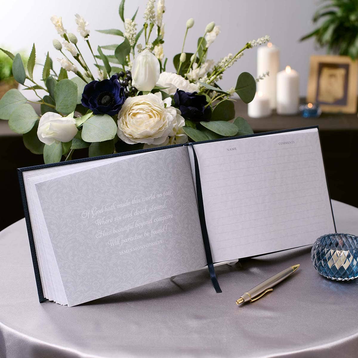 Christian Art Gifts - Wholesale Guest Book - Guest Book Navy In Loving Memory9