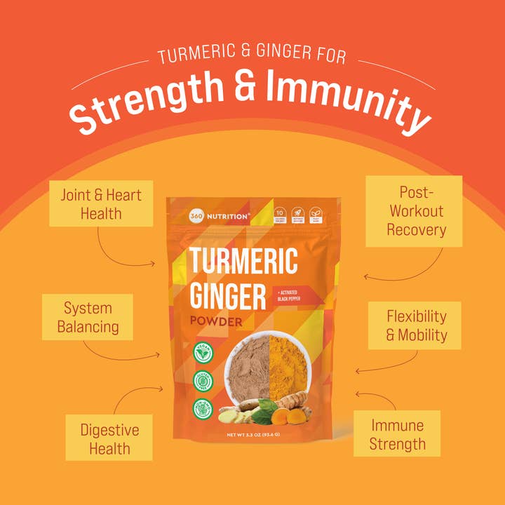 360 Nutriton - Wholesale Protein/Superfood Powder - Turmeric Ginger Powder with Activated Black Pepper 3.3 oz2