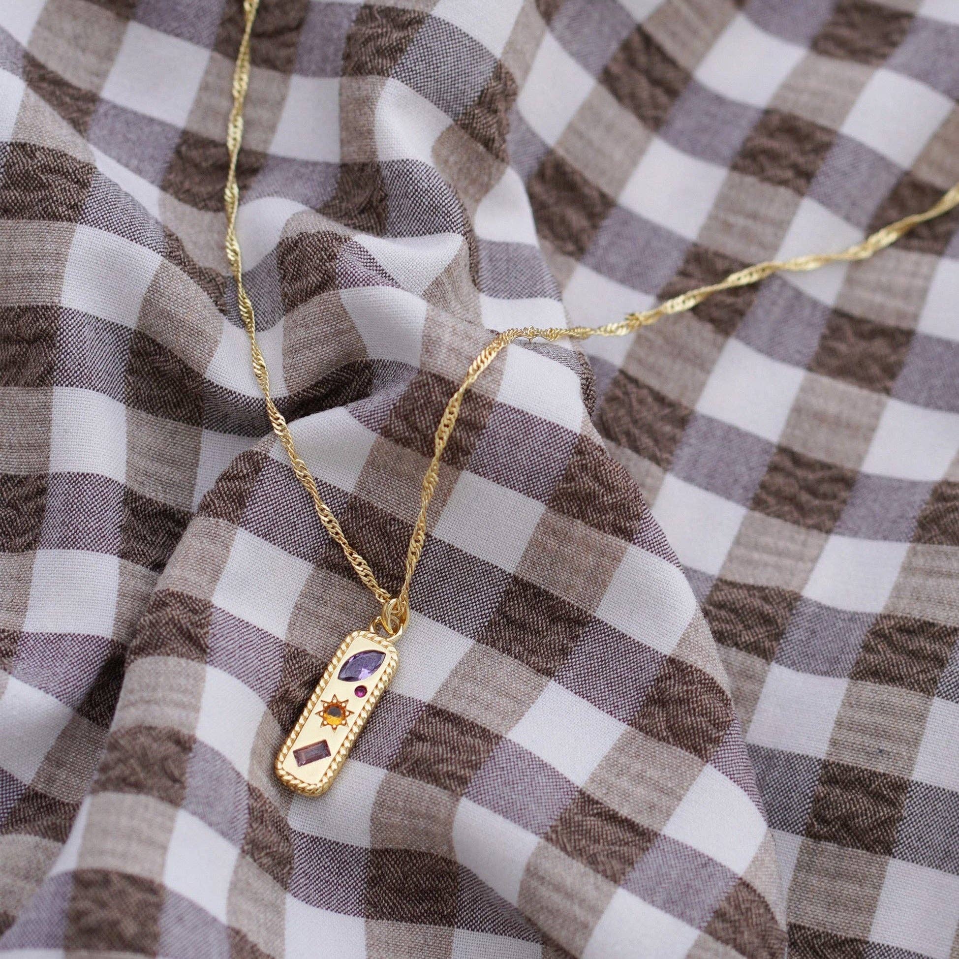 Junk Jewels Ltd - Wholesale Pendant/Charm Necklace - Kaleidoscope Gemstone Tag Pendant Necklace6