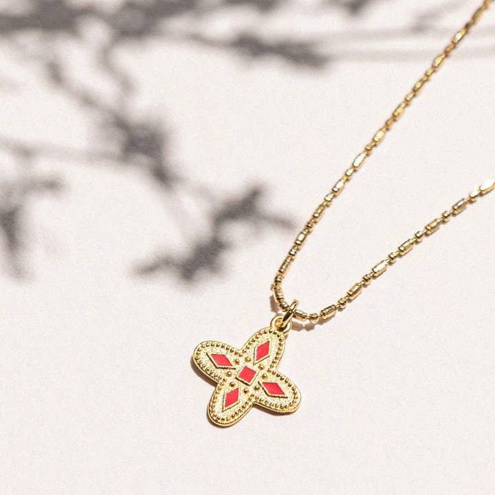 Bacci - Wholesale Pendant/Charm Necklace - Gold Necklace - Adriana - Red Tangerine