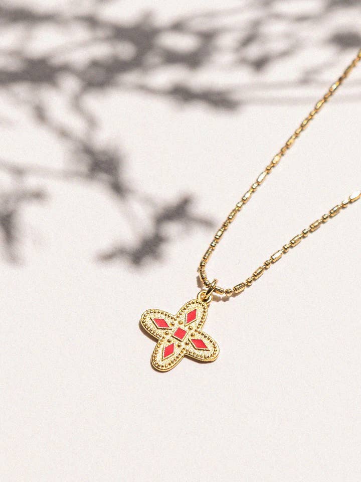 Gold Necklace - Adriana - Red Tangerine for wholesale by Bacci