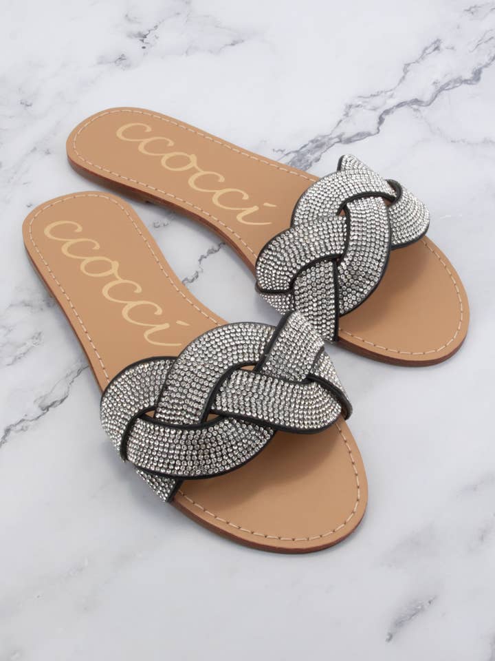 CCOCCI dames sandalen met gedraaide, brede band en strass steentjes voor wholesale door CCOCCI