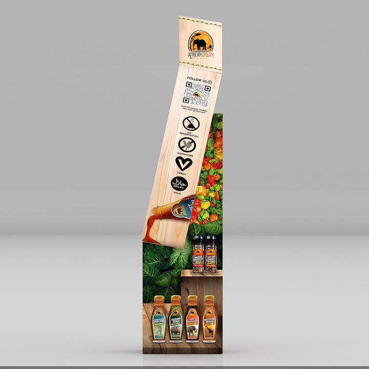 African Dream Foods - Wholesale Retailer Display - Food & Drink - Grilling Master -Mixed Hot Sauce & Seasoning Display Shipper