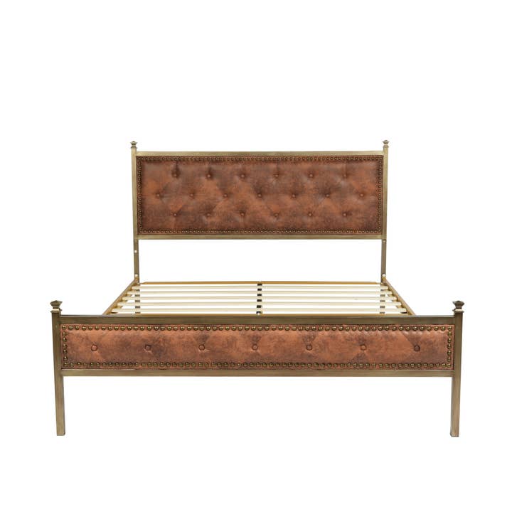 HOMYCASA DESIGN INC - Wholesale Bed - Queen/King Tufted Bed Frame, Beige/Brown, No Box Spring6