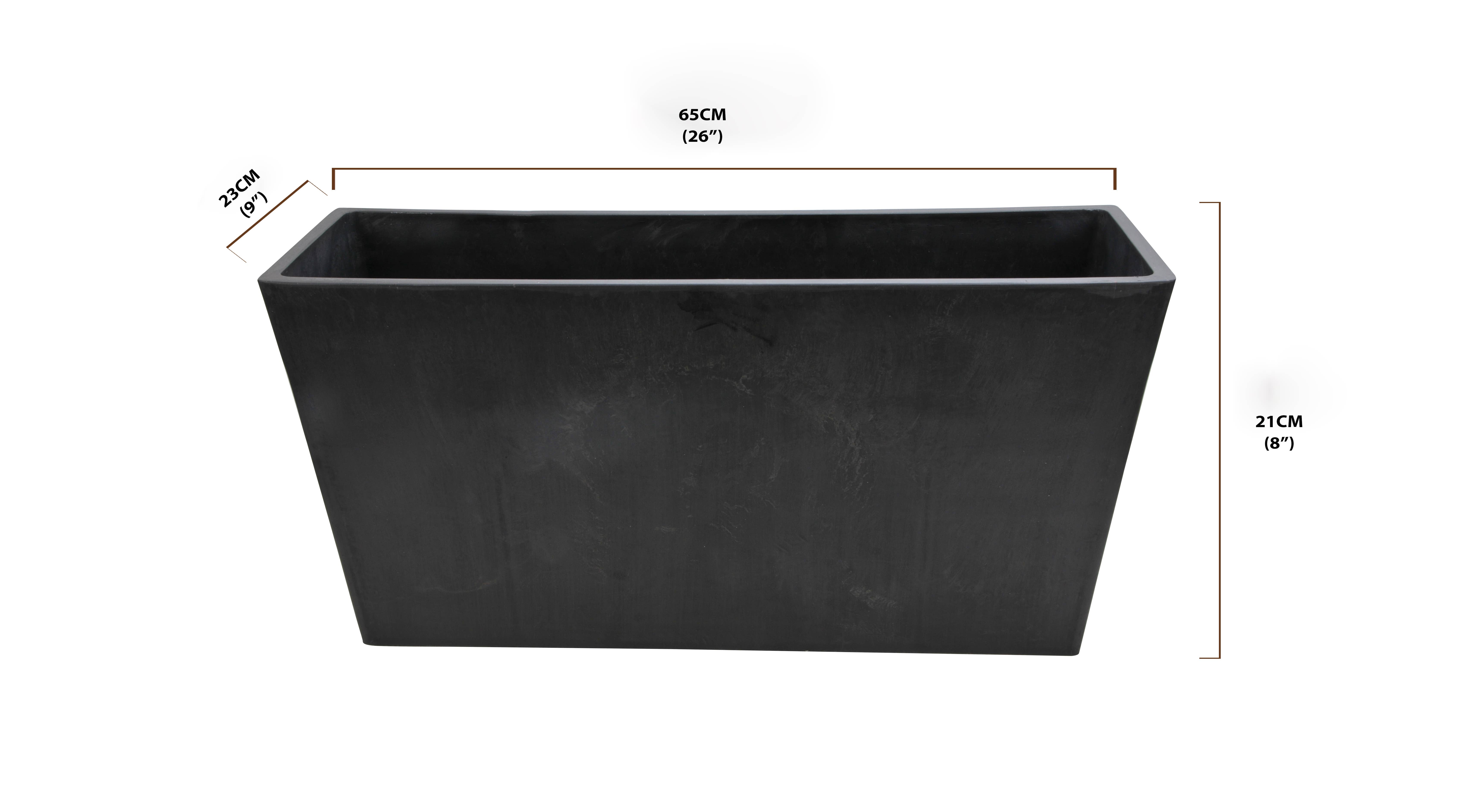 Hi-Line Gift Ltd. - Wholesale Plant Pot - 25In Wide Rectangle Plastic Planter - Black2