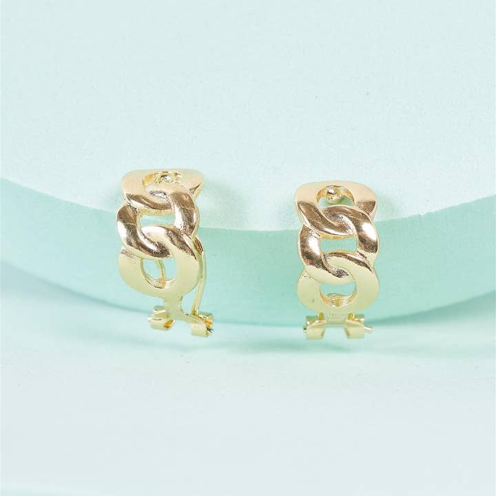 Gold Chain Link Hinged Hoop Earrings for wholesale on Faire