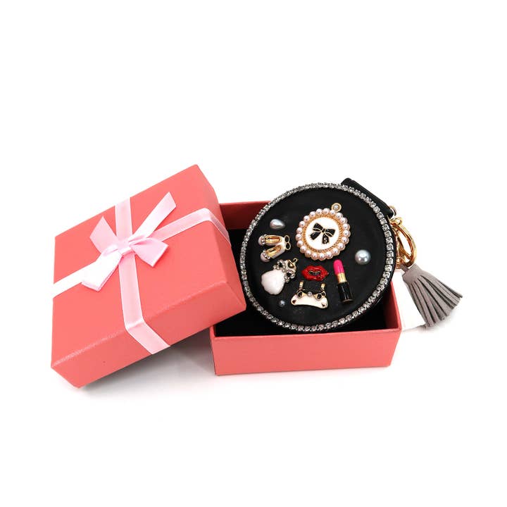 Portachiavi Specchietto con Ciondolo Trucco Strass e Nappa CATENA KC3222-7-C (6PC) per la vendita all'ingrosso da parte di TAPA fashion