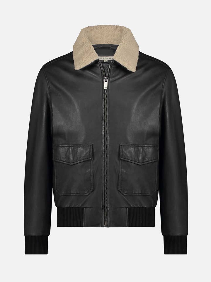 Jackson | Shearling Leren Bomberjack - VERZENDING BINNEN 3 WEKEN voor wholesale door Amsterdam Heritage Belts, Bags, Apparel & Jackets EU