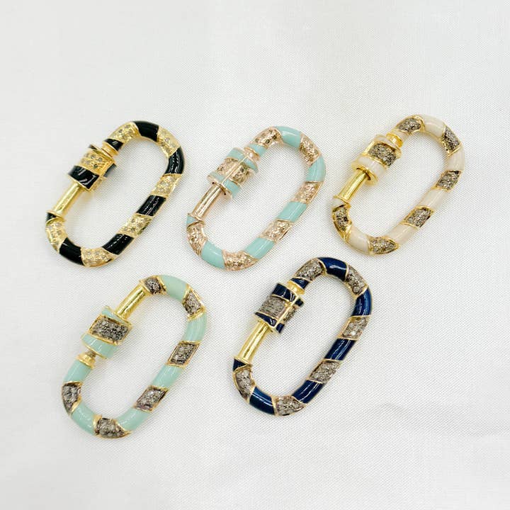 Tresor Jewelry Inc. - Wholesale Jewelry - Men's - DC091A. Diamond Sterling Silver Oval Carabiner Clasp with Enamel7