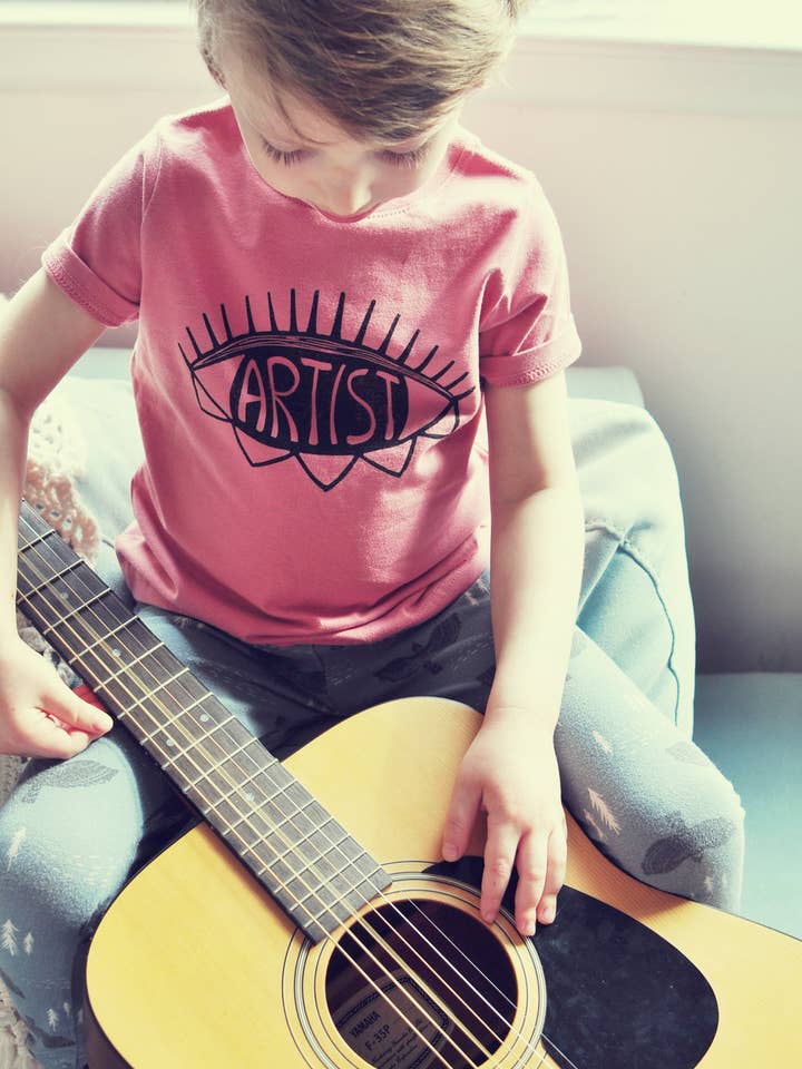 Artist Eye Kids Tee Shirt, Boho Children's Tops. for wholesale by Hippie Baby Co