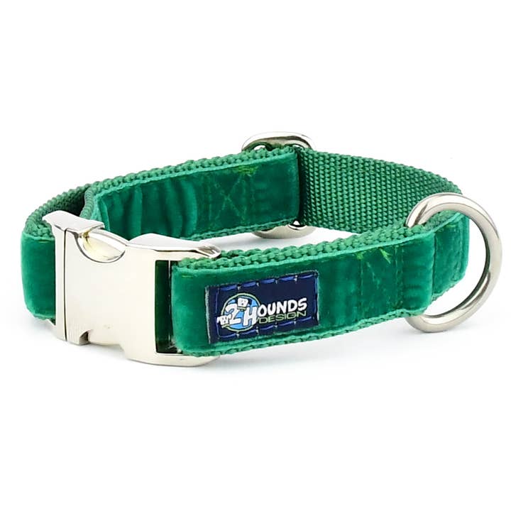 2 Hounds Design - Wholesale Pet Collar - Dog - Kelly Green Velvet Essential Dog Collar