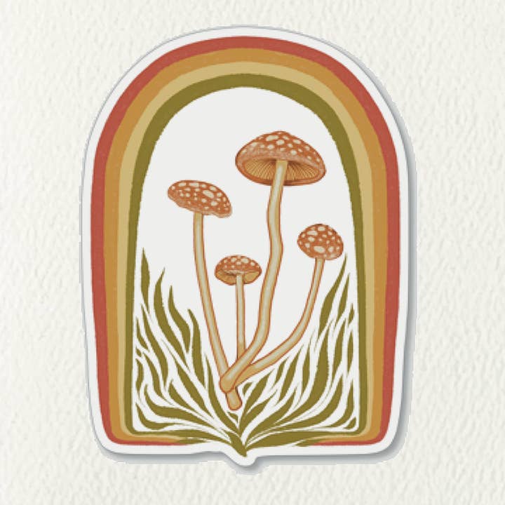 Autocolante Vinil Cogumelo Arco-Íris por atacado de Folk Meadow