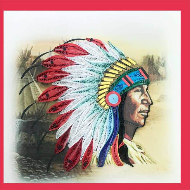 Indian Face quilling card, handmade card, paper card PE-32 for wholesale by YoderDo Quilling Greeting Cards