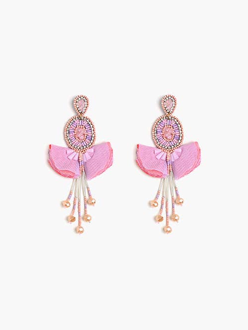 Pink Blossom Beaded Earrings for wholesale by America & Beyond