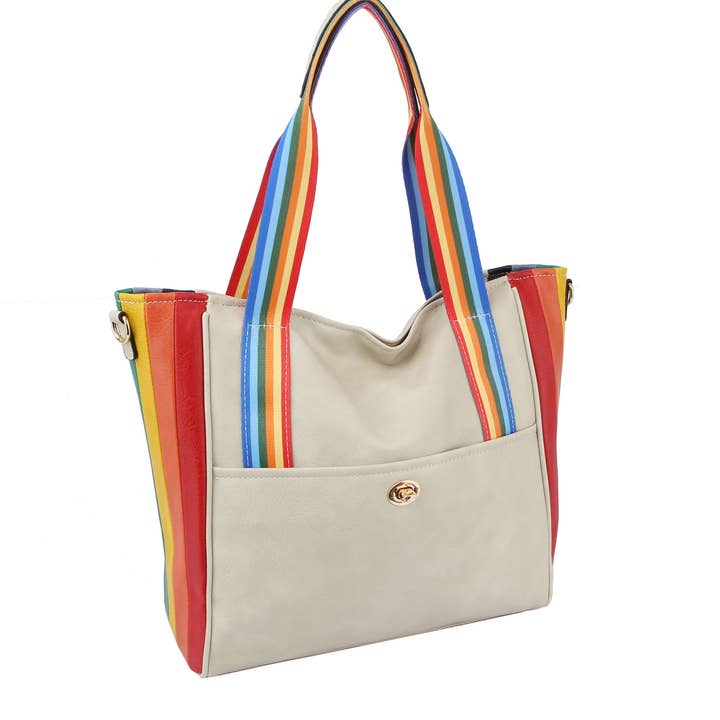 RAINBOW TOTE HANDTAS voor wholesale door Handbag Factory Corp