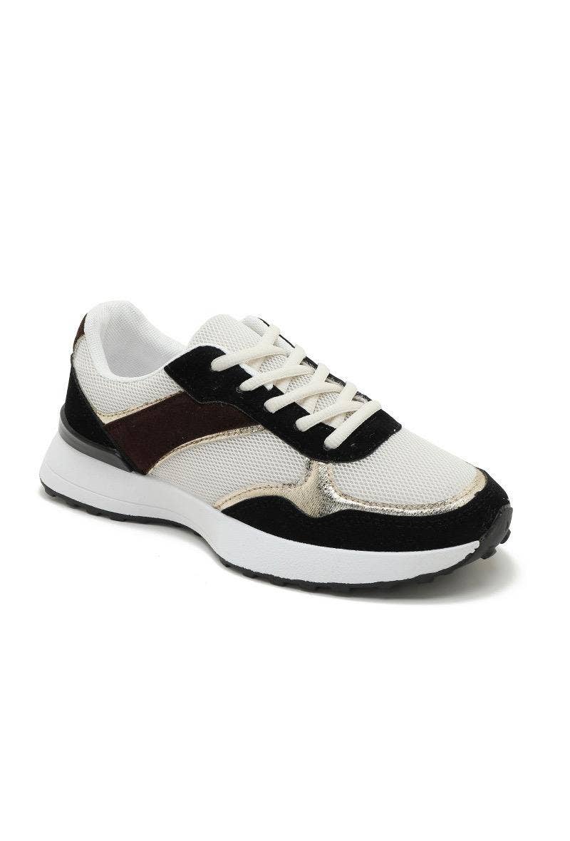 No Doubt Shoes – Sapatilha Lifestyle - Mulher por atacado – TÉNIS DE CAMURÇA FALSA COM DETALHES DOURADOS E BICO REDONDO4