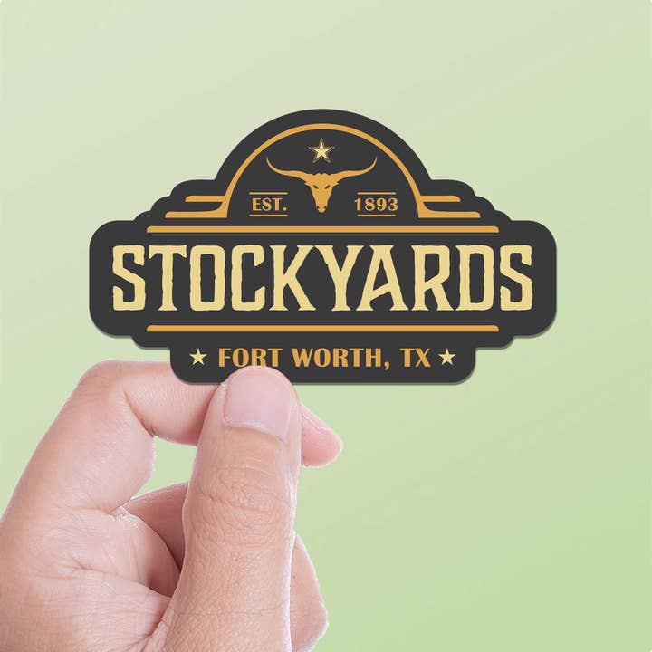 Fort Worth TX Stockyards Badge Sticker for wholesale by Sentinel Supply
