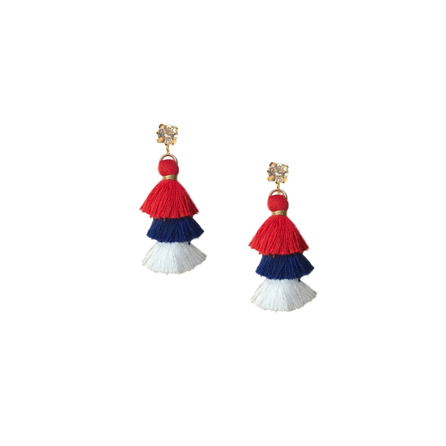 The Sleepy Cottage - Wholesale Tassel Earrings - Patriotic Mini Pagoda Tassel Earrings0