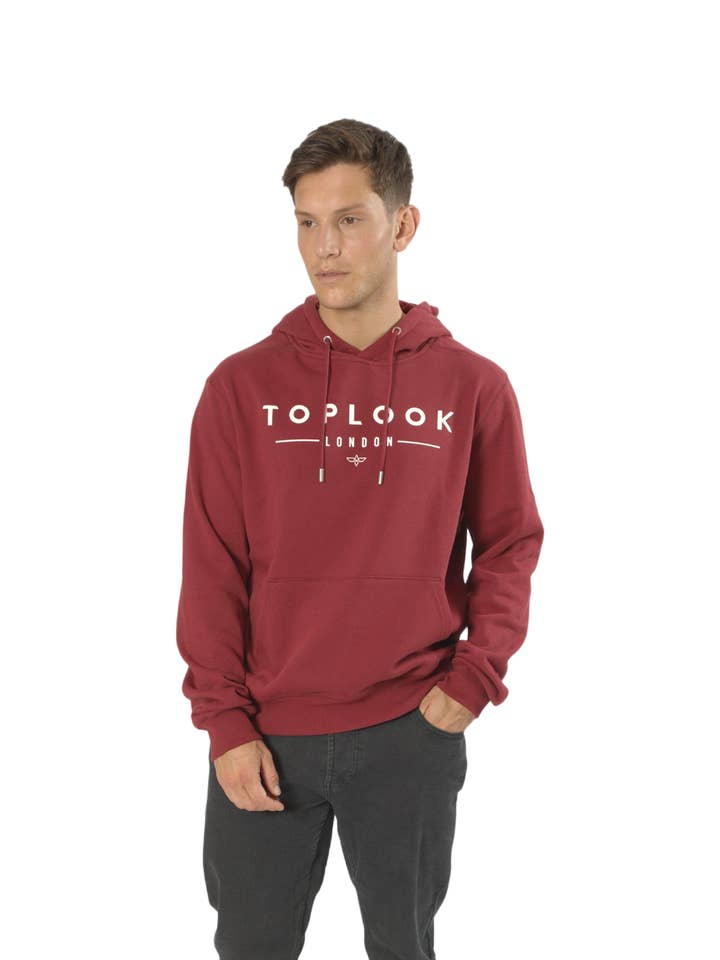 Mens Pullover Hoodie Regular Fit Sweatshirt - Burgundy for wholesale on Faire