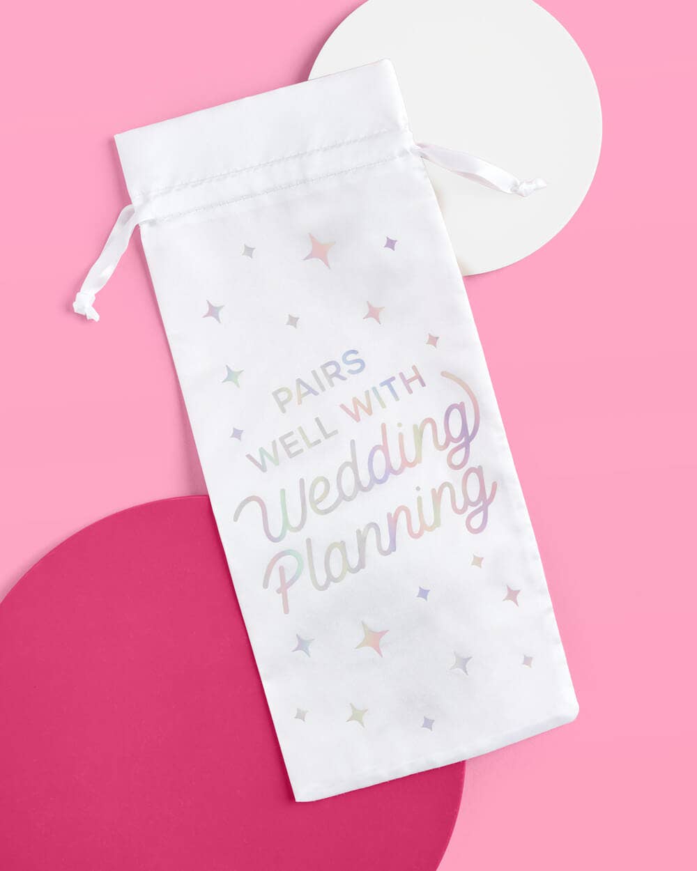 xo, Fetti - Wholesale Wine Gift Bag - Just Engaged Wine Bag - white satin bottle bag2