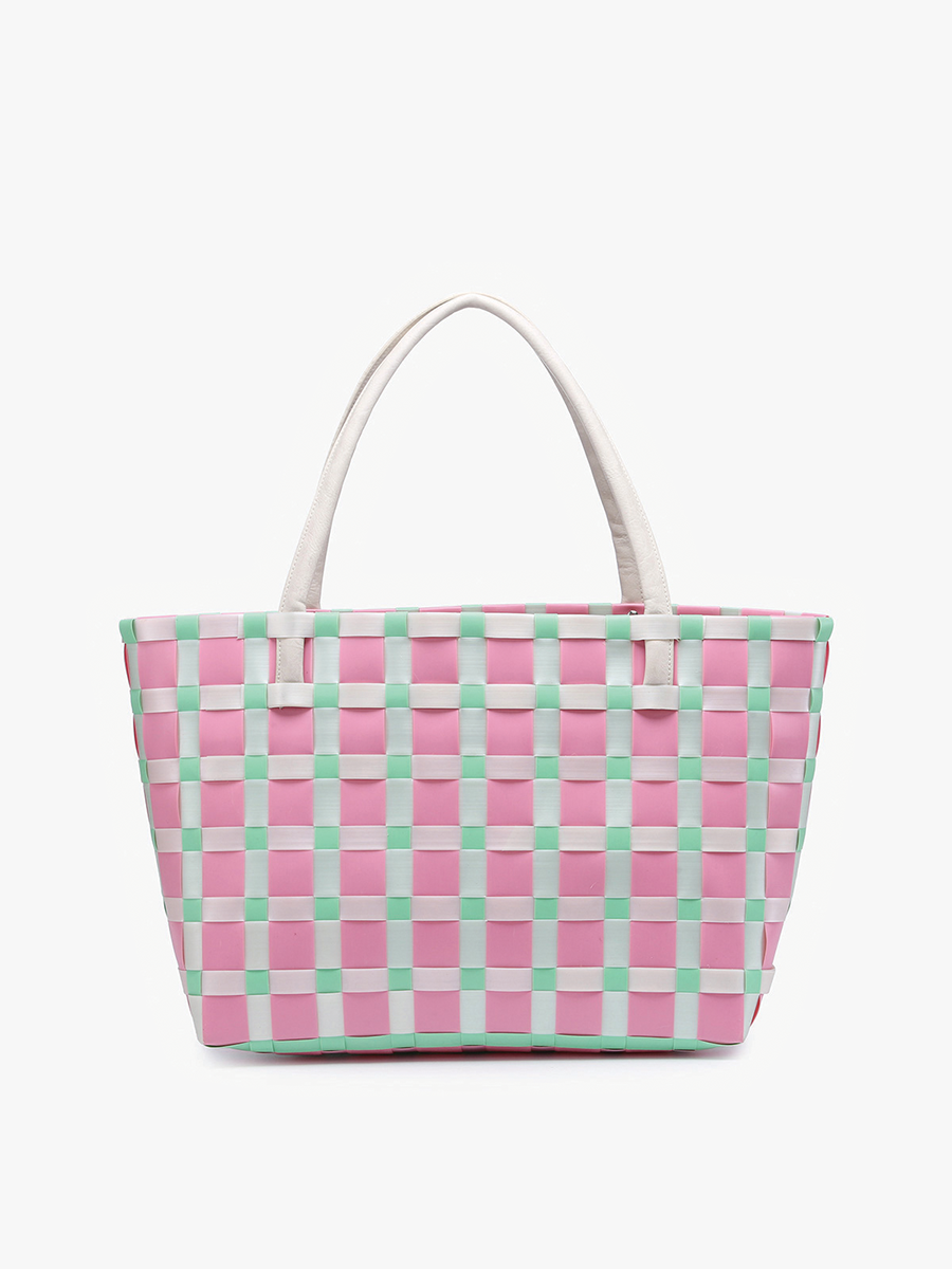 Jen & Co. – wholesale Bärkasse - Dam – M2334 Abigail Basketweave Tote med remmar i veganskt läder7