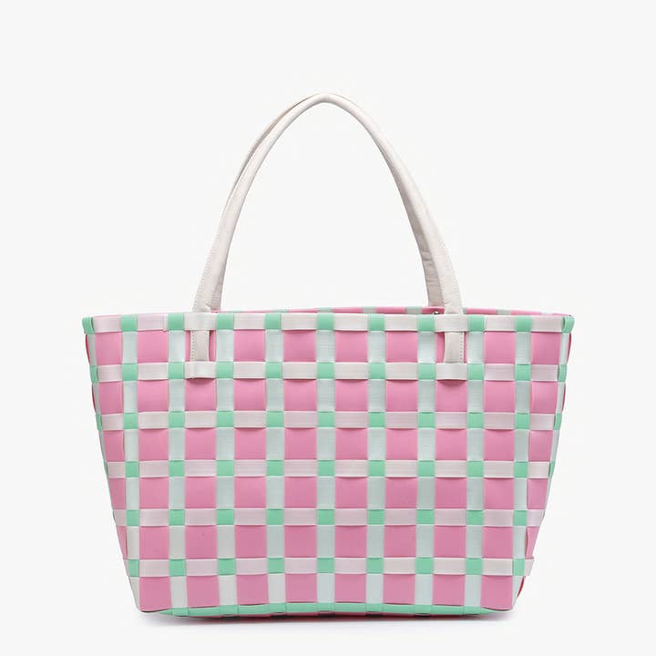 Jen & Co. - Wholesale Tote Bag - Women's - M2334 Abigail Basketweave Tote w/Vegan Leather Straps
10