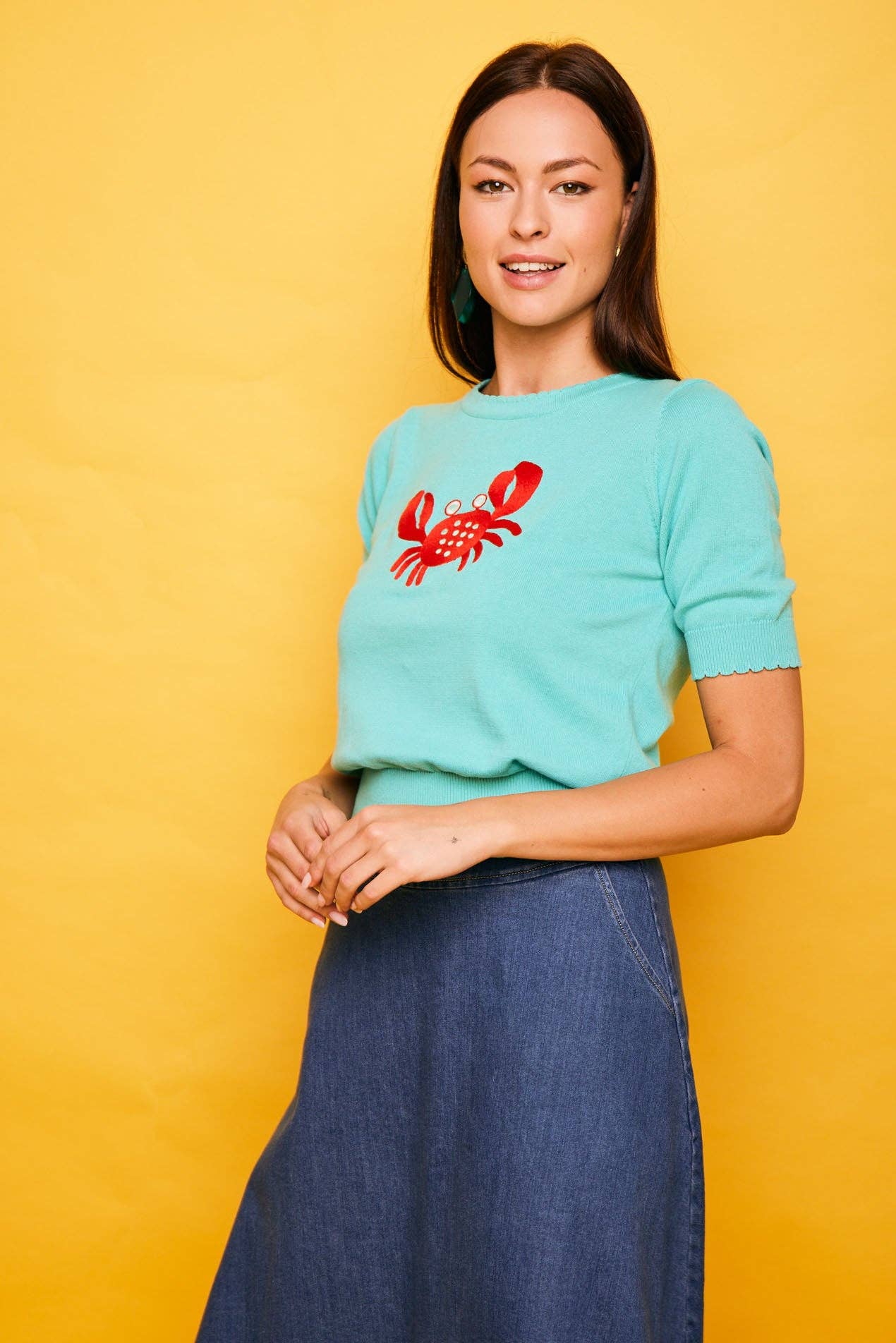 Smile – Engroshandel T-shirt med print - Dame – Top Sardinero Grøn2