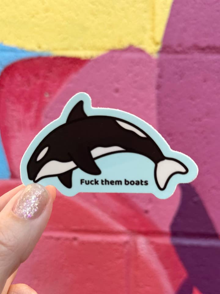 F*ck Them Boats Orca Sticker for wholesale by Hilarious Humanitarian