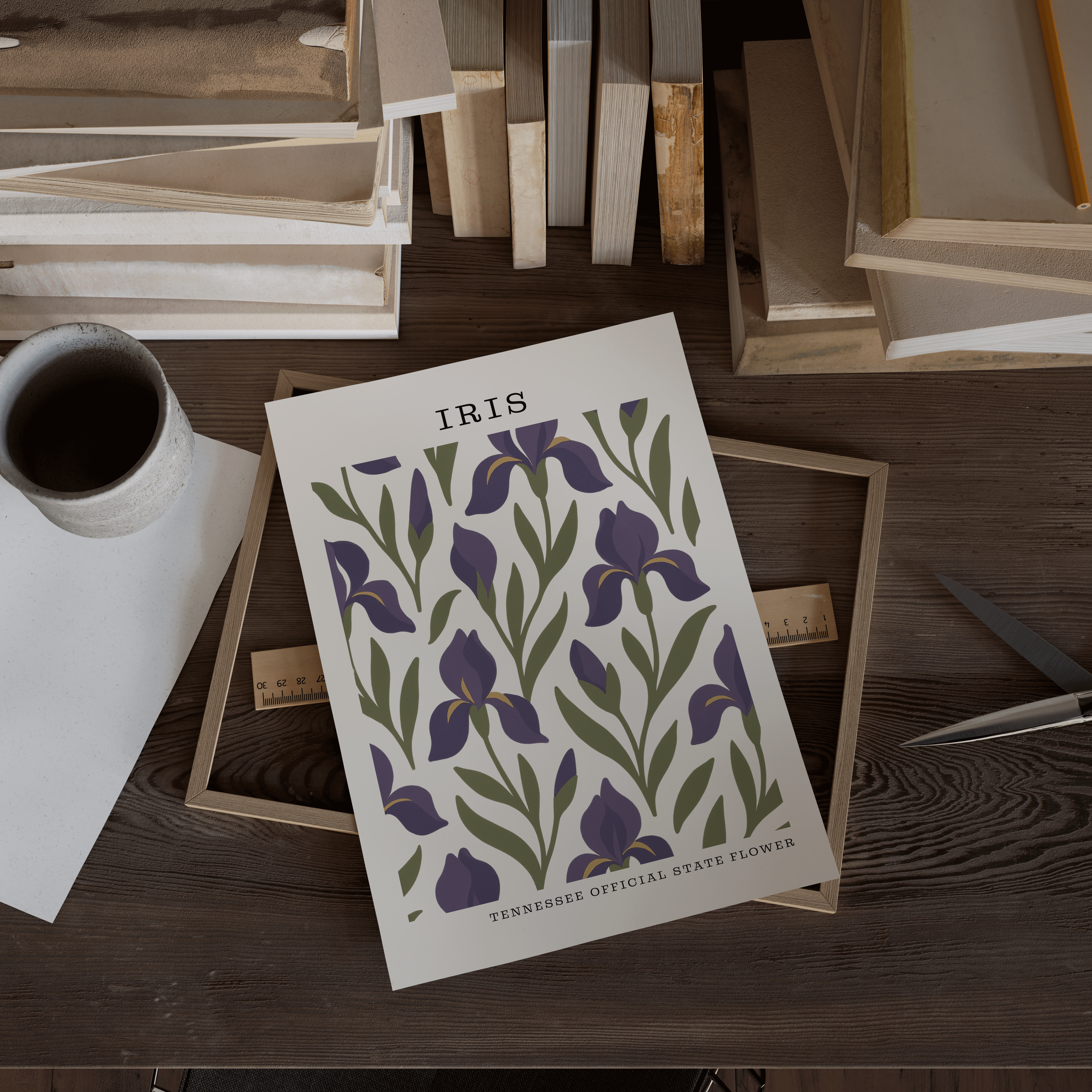 The FlatFile Society - Wholesale Art Print - Tennessee State Flower Art Print – Iris2