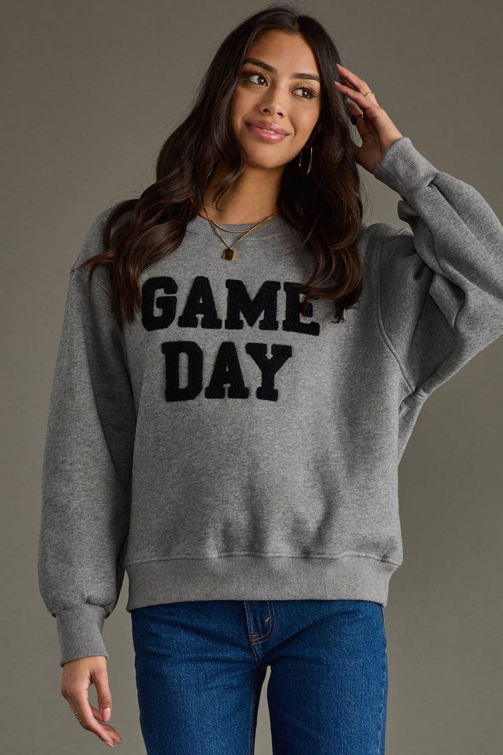 Panache Apparel Co. - Wholesale Graphic Sweatshirt - Women's - Dk. Gray Game Day Sweatshirt1