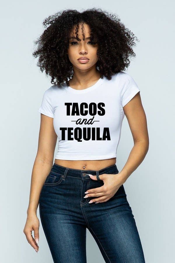 Lime All the Time – T-shirt estampada - Mulher por atacado – Crop Top de Impressão Gráfica Tacos e Tequila2