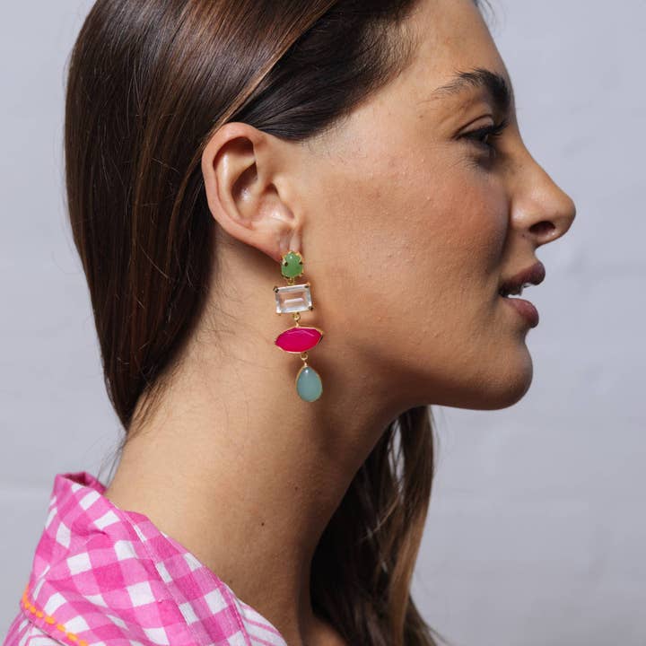Statement Gem Earring Pink EA0016PI for wholesale by ZODA