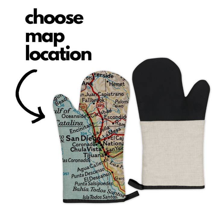 Daisy Mae Designs - Wholesale Oven Mitt/Pot Holder - Custom Map Map Oven Mitt Oven Glove BBQ Glove Personalized