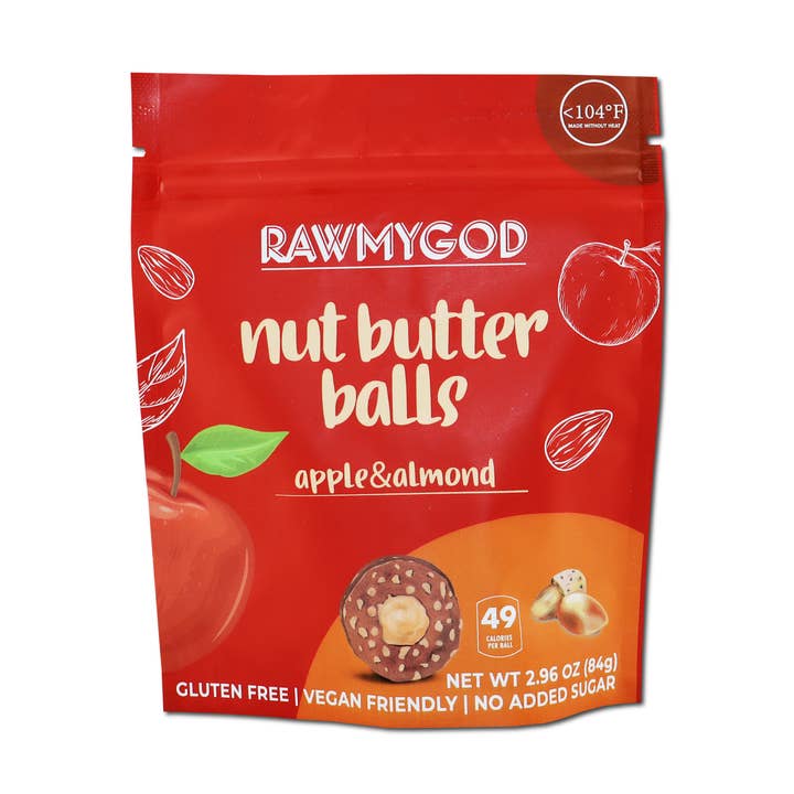 RAWMYGOD Nut Butter Balls - Apple & Almond for wholesale by Wilton Mettler LLC