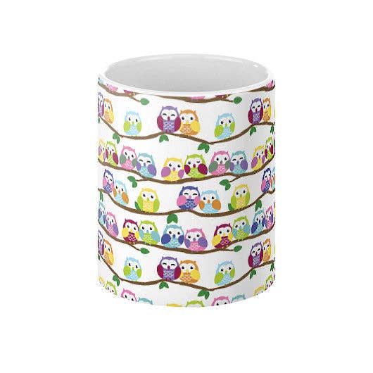 Sharptooth Snail - Wholesale Koffiemok - Kleurrijke koffiemok met uilen op takken3