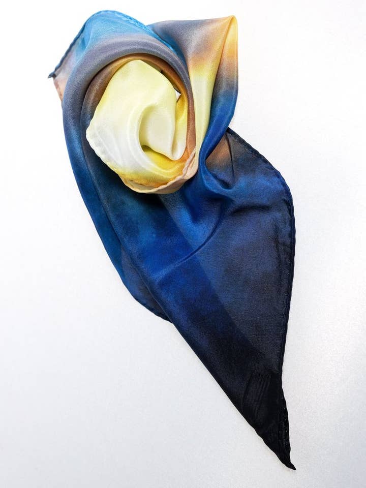 Silk Pocket Square "Bonfire" for wholesale by Efesto Designs