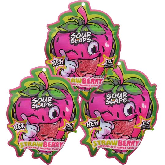 Mr. YuYu's Chililicious Candy - Wholesale Gummy - Sour Slaps Strawberry 12 Count