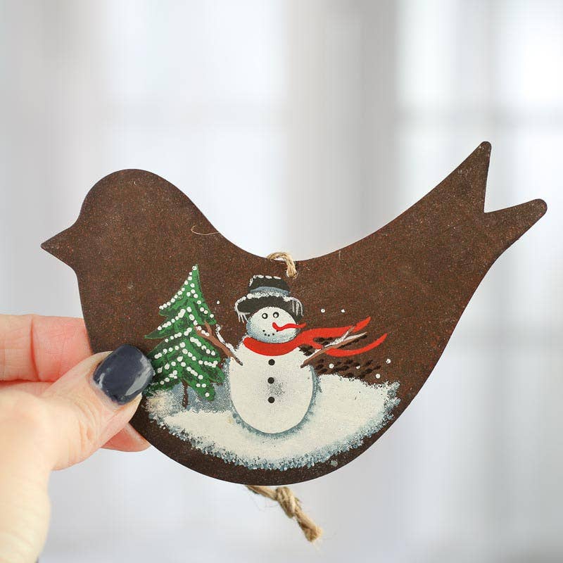 Factory Direct Craft - Wholesale Christmas Decoration - Rusty Tin Bird Christmas Ornament 1