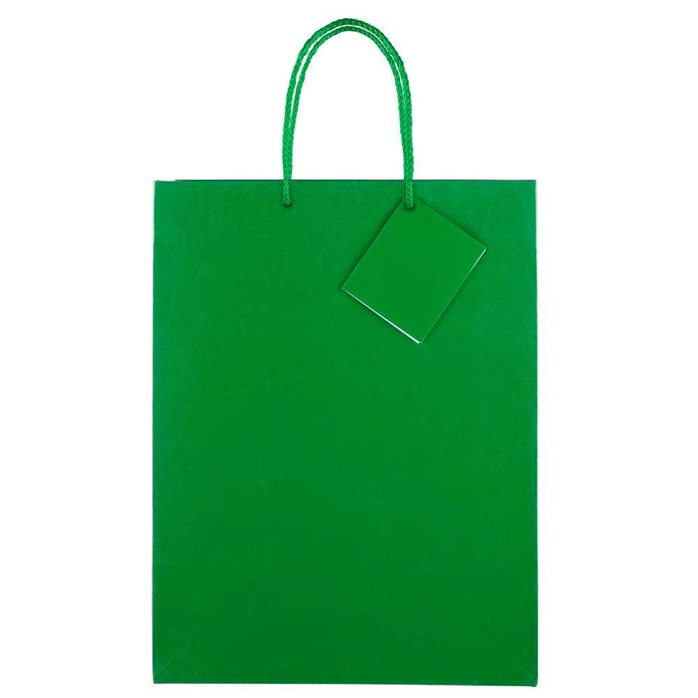 JAM PAPER - Wholesale Gift Bag - Glossy Gift Bags w/ Rope Handles, Large, 10x5x13, Green, 6PK1
