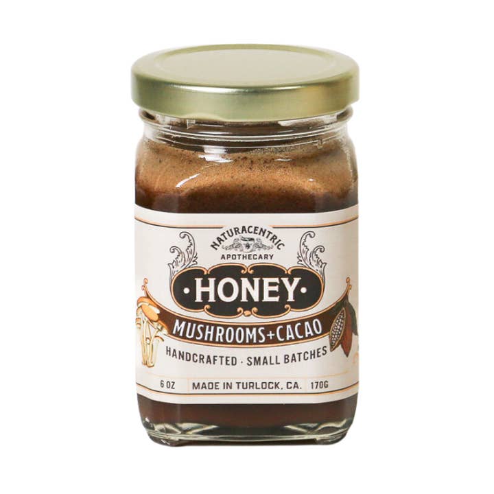 Champignons médicinaux et miel infusé au cacao pour la vente par Naturacentric