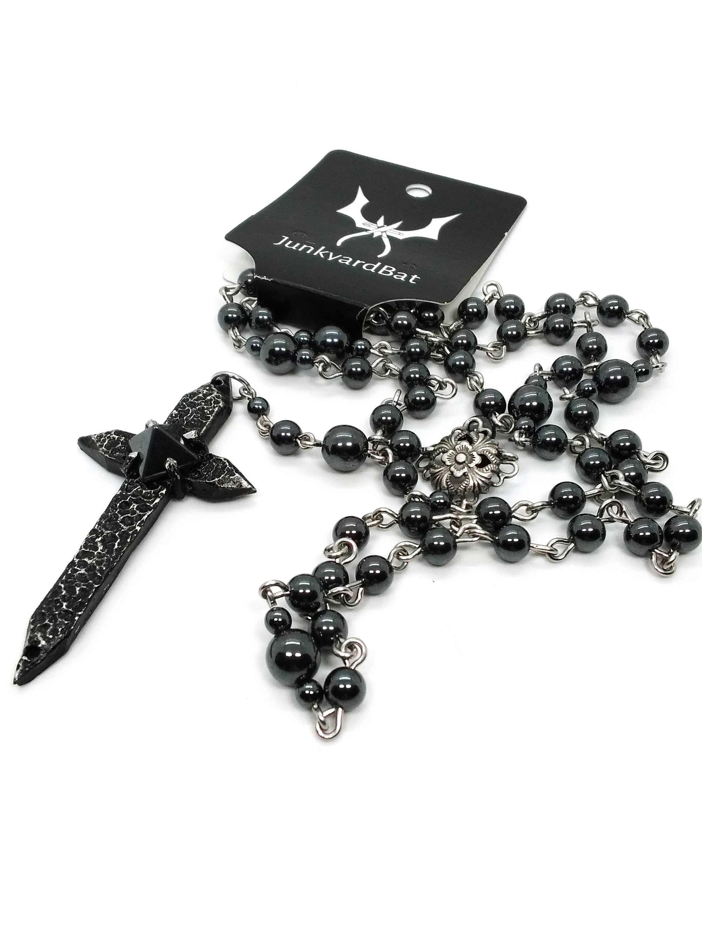 JunkyardBat - Wholesale Prayer Beads Necklace - Spiked Cross Rosary5