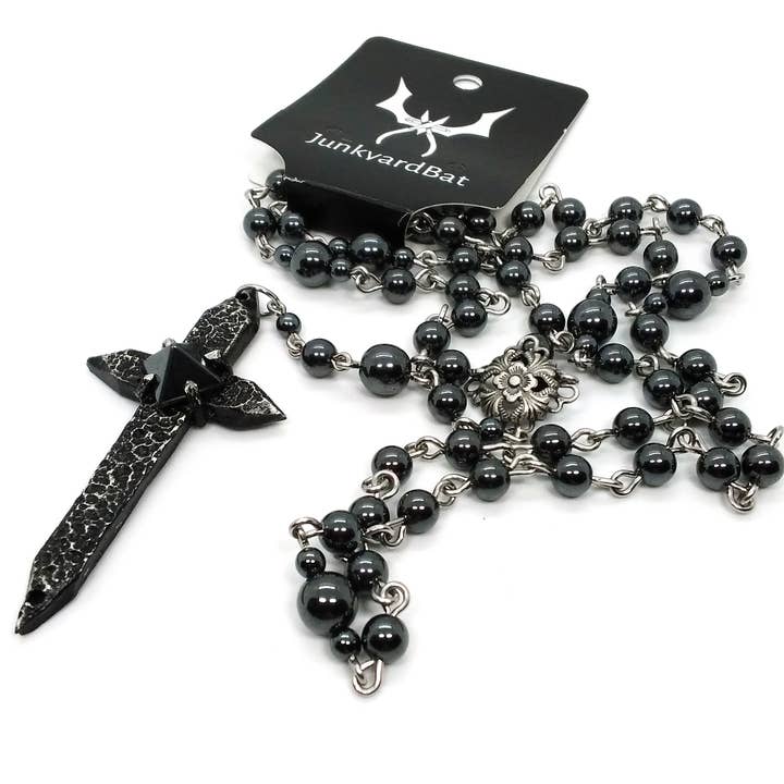 JunkyardBat - Wholesale Prayer beads necklace - Spiked Cross Rosary5