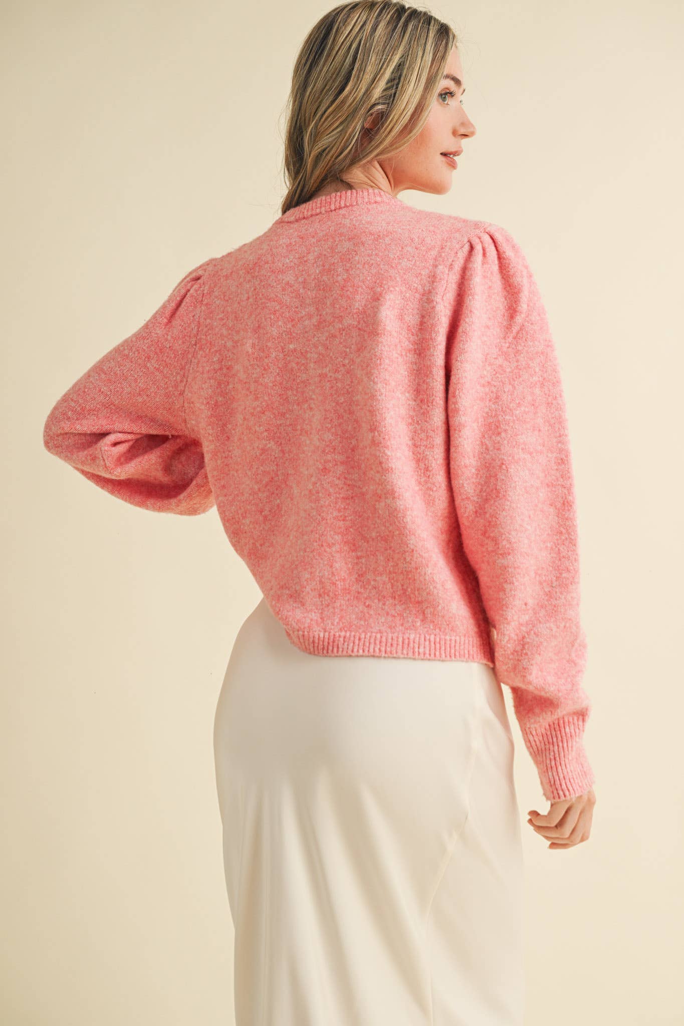 &MERCI - Wholesale Cardigan - Women's - LONG PUFF SLEEVE SWEATER CARDIGAN MSW1101869