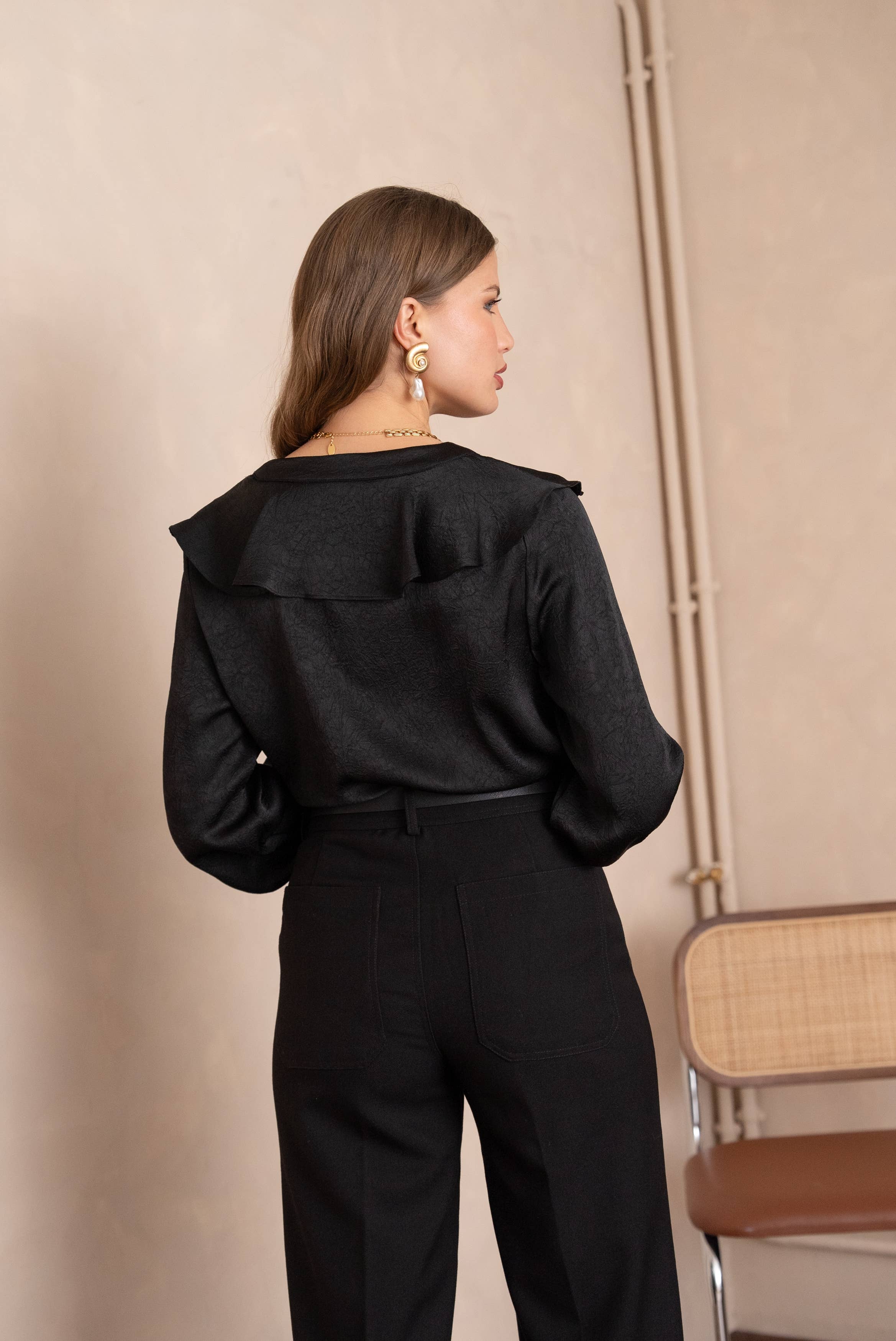 LULUMARY - Wholesale Button Down Shirt - Women's - Ruffled blouse CH35636