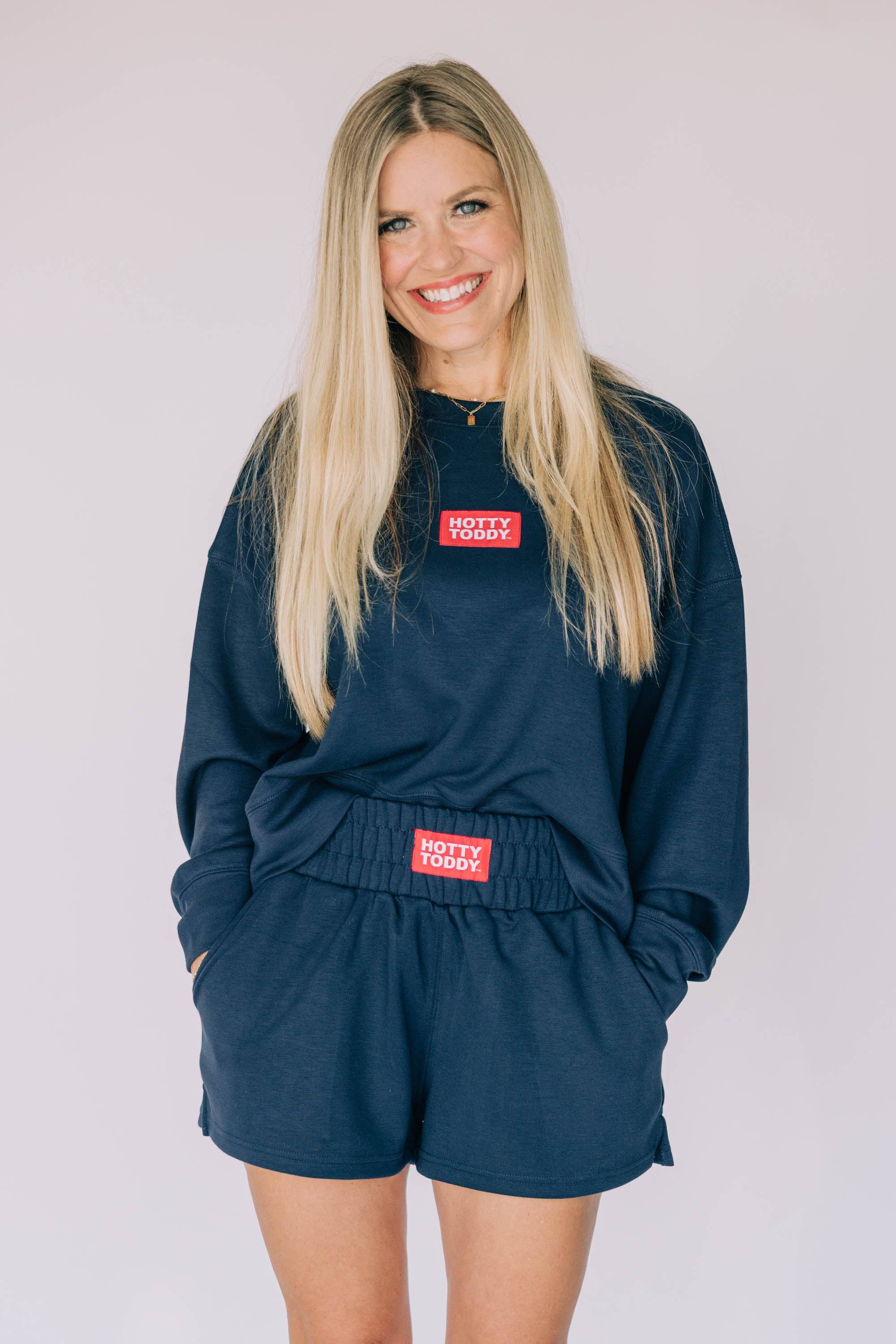 The Ava Airy Shorts Navy | Hotty Toddy Woven Label for wholesale on Faire1