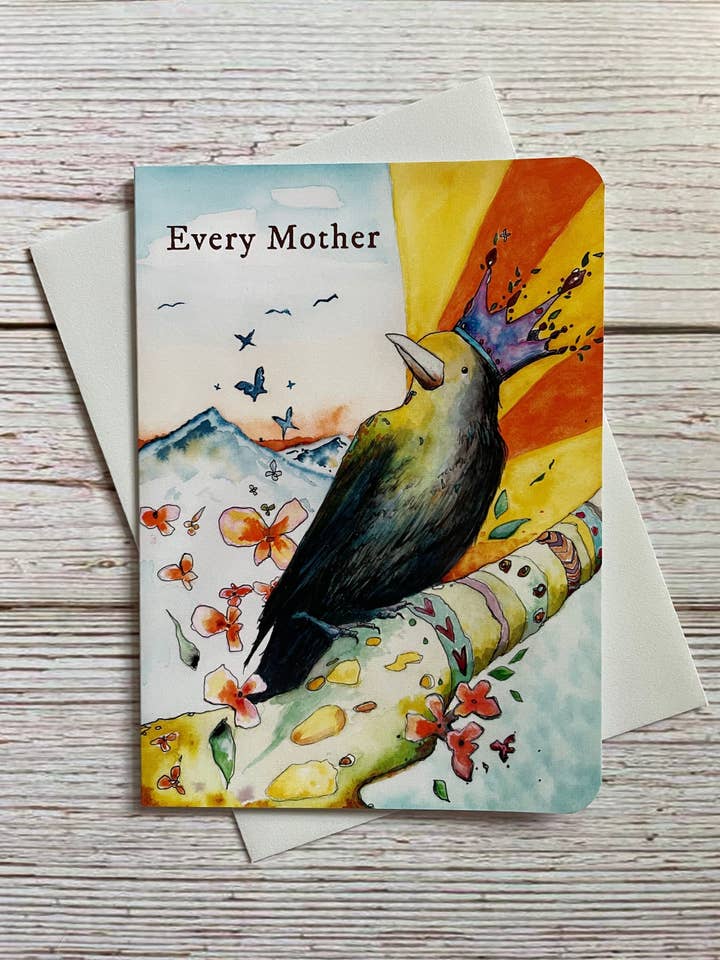 Mother's Day Crow Card 6.25x4.5 for wholesale by Bumblejack Cards