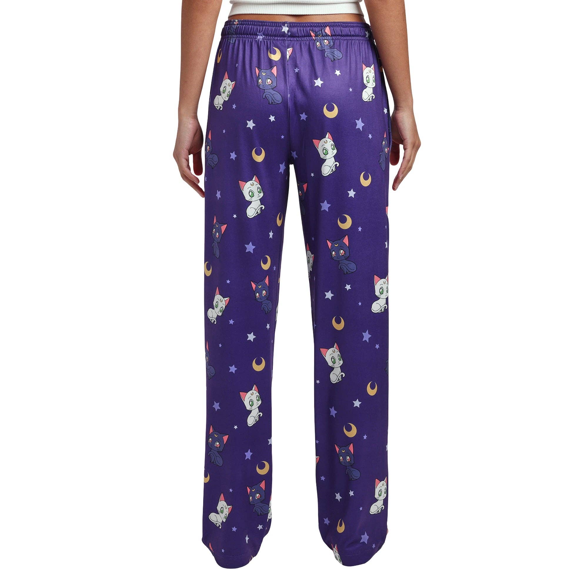 Bioworld Merchandising - Wholesale Sleepwear Bottom - Women's - Sailor Moon Artemis & Luna All-Over Print Women's Purple Quick Turn Sleep Pajama Pants1